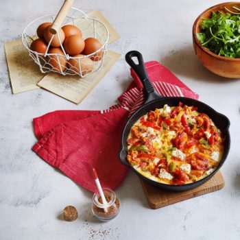 Piperade en omelette au Chèvre Frais Petit Billy