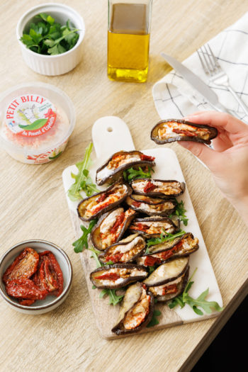 Aubergines roulées au chèvre piment d&rsquo;Espelette