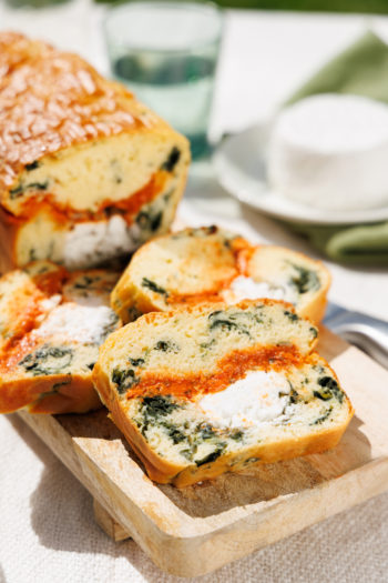 Cake pesto épinard chèvre